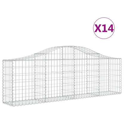 vidaXL Arched Gabion Baskets 14 pcs 200x30x60/80 cm Galvanised Iron 2
