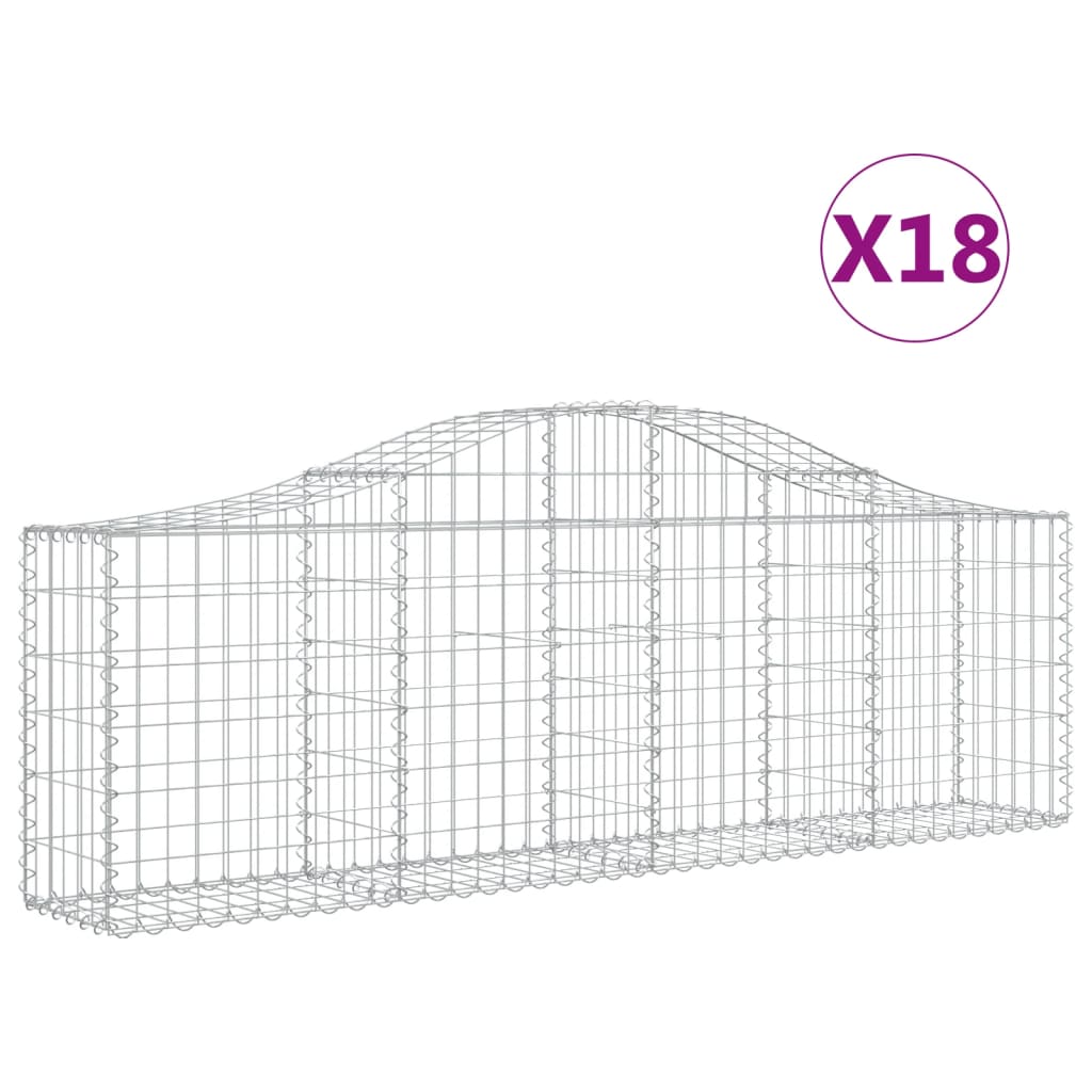 vidaXL Arched Gabion Baskets 18 pcs 200x30x60/80 cm Galvanised Iron 2