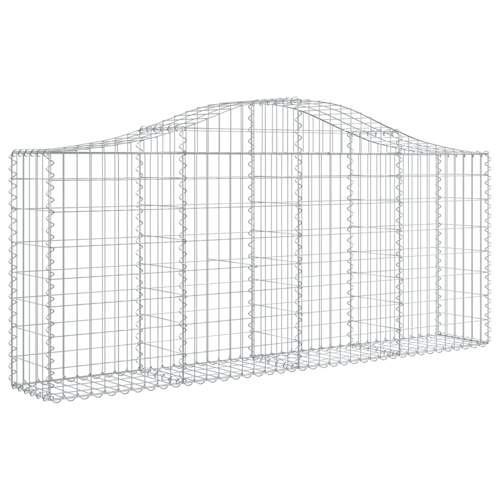 vidaXL Arched Gabion Baskets 10 pcs 200x30x80/100 cm Galvanised Iron 3