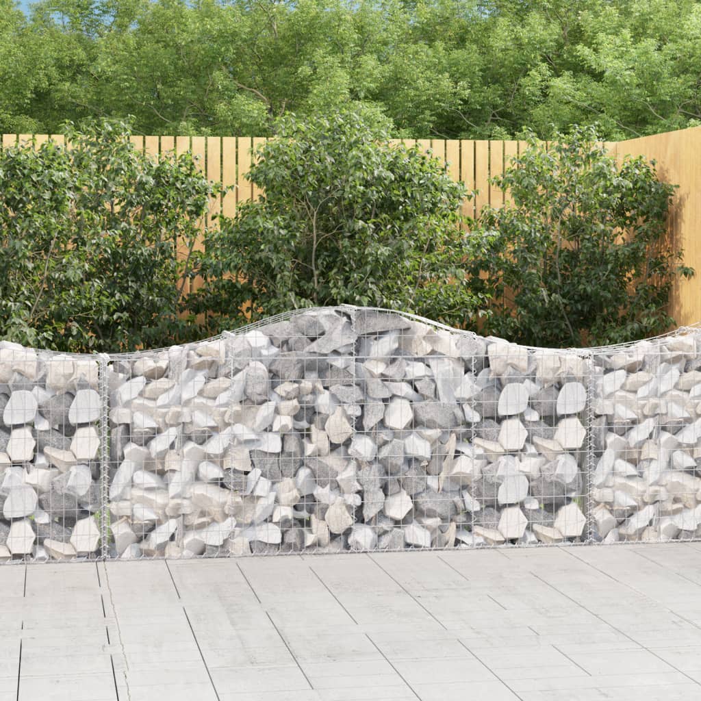 vidaXL Arched Gabion Baskets 10 pcs 200x30x80/100 cm Galvanised Iron 1