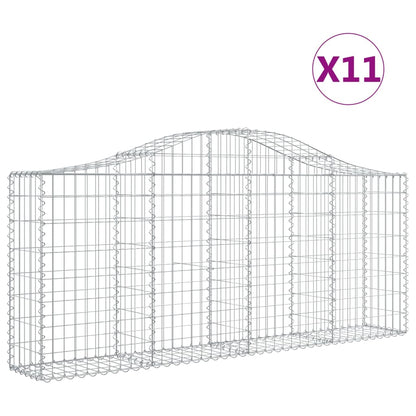 vidaXL Arched Gabion Baskets 11 pcs 200x30x80/100 cm Galvanised Iron 2