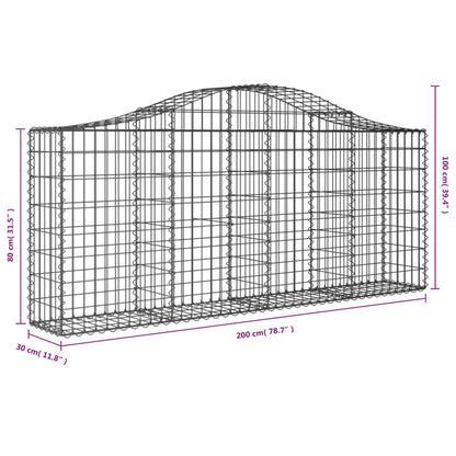 vidaXL Arched Gabion Baskets 11 pcs 200x30x80/100 cm Galvanised Iron 6