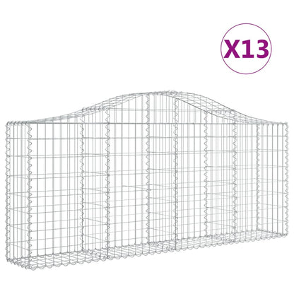 vidaXL Arched Gabion Baskets 13 pcs 200x30x80/100 cm Galvanised Iron 2