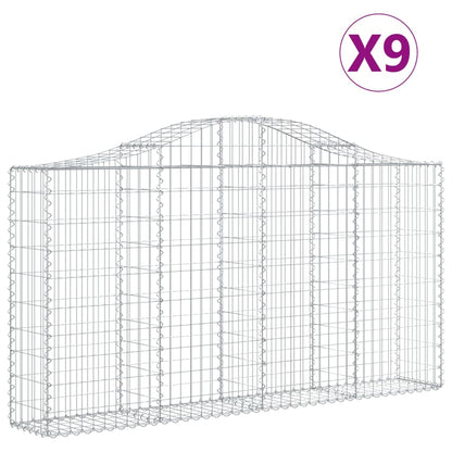 vidaXL Arched Gabion Baskets 9 pcs 200x30x100/120 cm Galvanised Iron 2