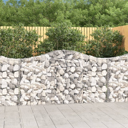 vidaXL Arched Gabion Baskets 9 pcs 200x30x100/120 cm Galvanised Iron 1