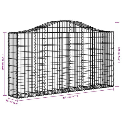 vidaXL Arched Gabion Baskets 10 pcs 200x30x100/120 cm Galvanised Iron 6