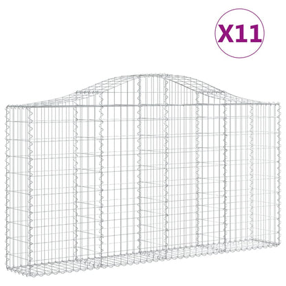 vidaXL Arched Gabion Baskets 11 pcs 200x30x100/120 cm Galvanised Iron 2