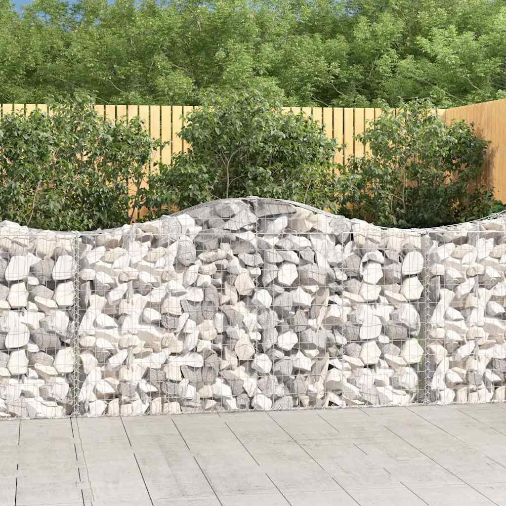 vidaXL Arched Gabion Baskets 12 pcs 200x30x100/120 cm Galvanised Iron 1