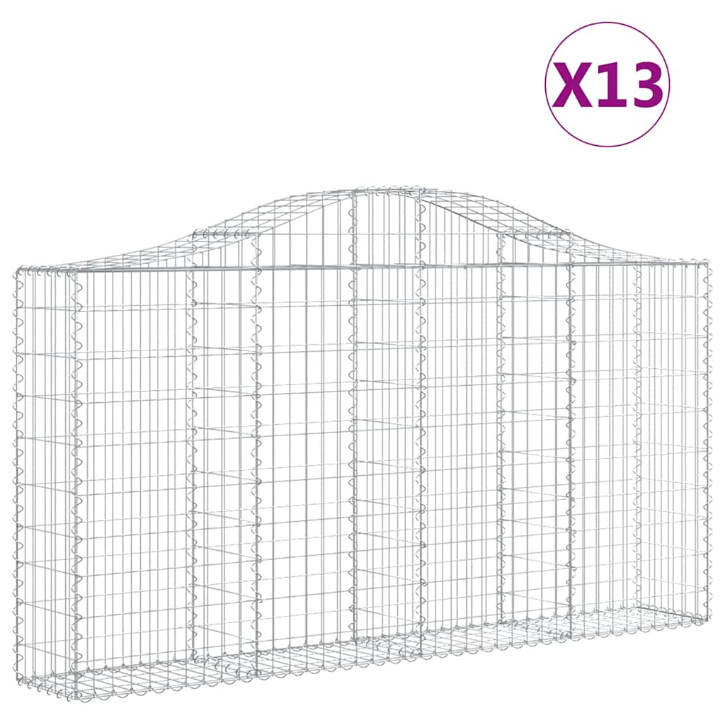 vidaXL Arched Gabion Baskets 13 pcs 200x30x100/120 cm Galvanised Iron 2