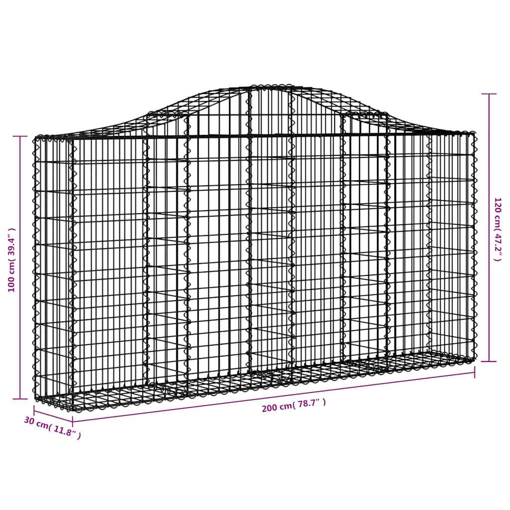 vidaXL Arched Gabion Baskets 13 pcs 200x30x100/120 cm Galvanised Iron 6