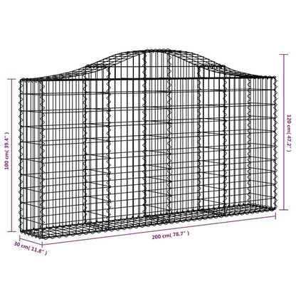vidaXL Arched Gabion Baskets 13 pcs 200x30x100/120 cm Galvanised Iron 6