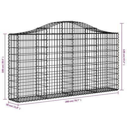 vidaXL Arched Gabion Baskets 15 pcs 200x30x100/120 cm Galvanised Iron 6