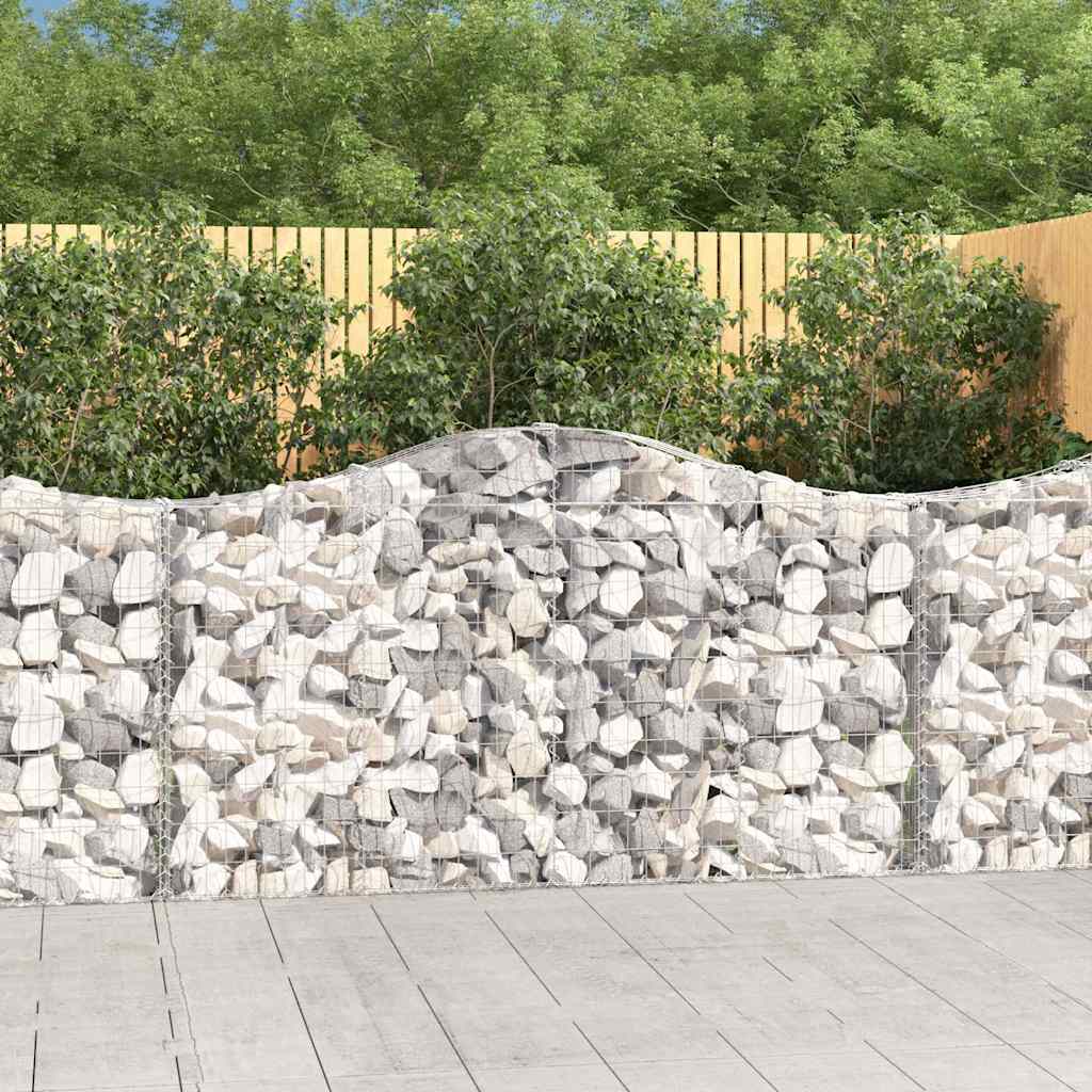 vidaXL Arched Gabion Baskets 18 pcs 200x30x100/120 cm Galvanised Iron 1