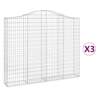 vidaXL Arched Gabion Baskets 3 pcs 200x30x160/180 cm Galvanised Iron 2