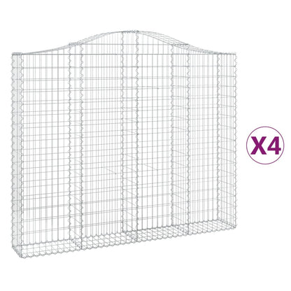 vidaXL Arched Gabion Baskets 4 pcs 200x30x160/180 cm Galvanised Iron 2