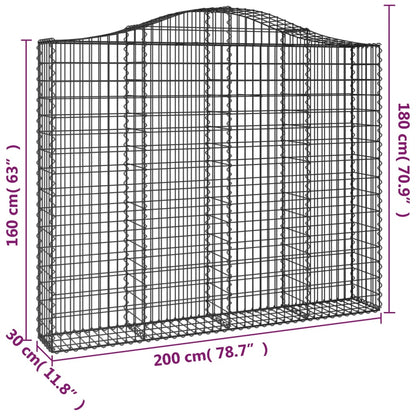 vidaXL Arched Gabion Baskets 4 pcs 200x30x160/180 cm Galvanised Iron 6