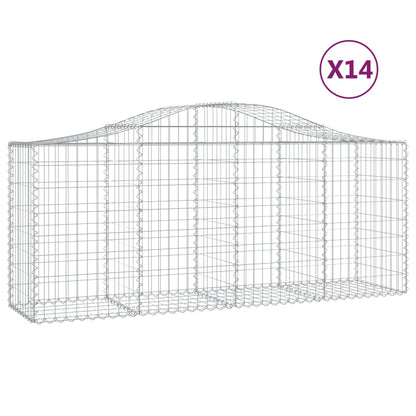 vidaXL Arched Gabion Baskets 14 pcs 200x50x80/100 cm Galvanised Iron 2