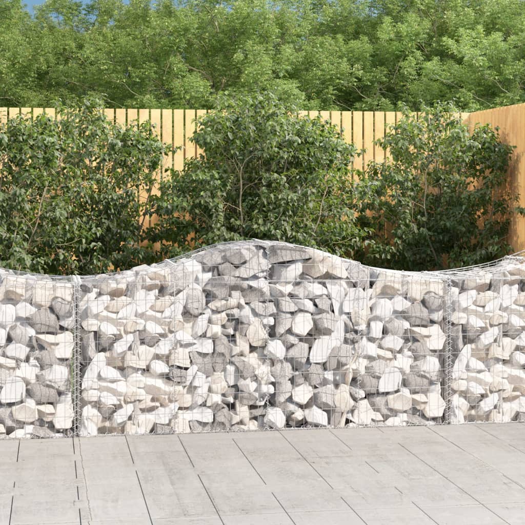 vidaXL Arched Gabion Baskets 14 pcs 200x50x80/100 cm Galvanised Iron 1