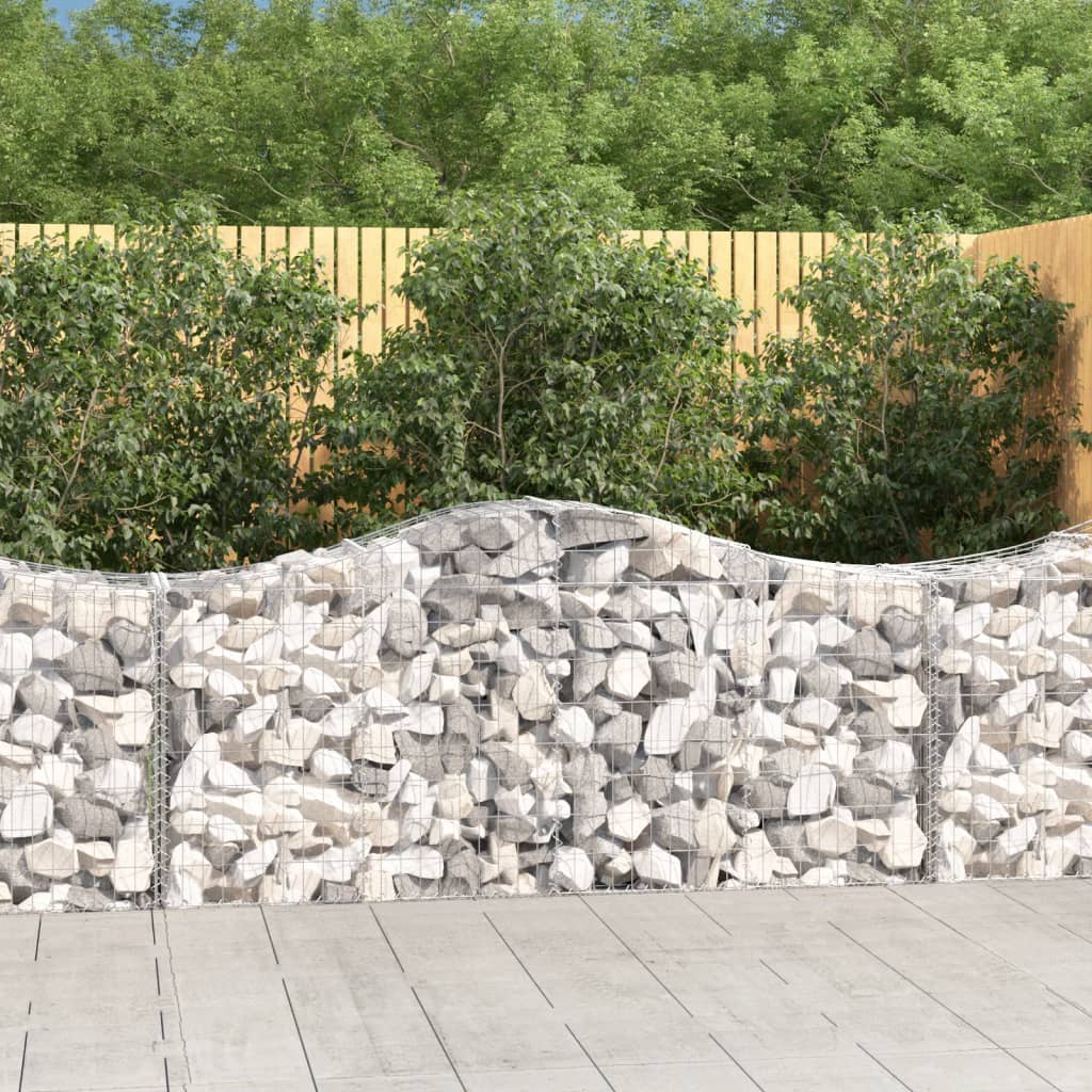 vidaXL Arched Gabion Baskets 15 pcs 200x50x80/100 cm Galvanised Iron 1