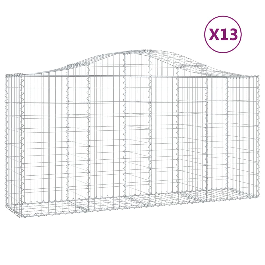 vidaXL Arched Gabion Baskets 13 pcs 200x50x100/120 cm Galvanised Iron 2
