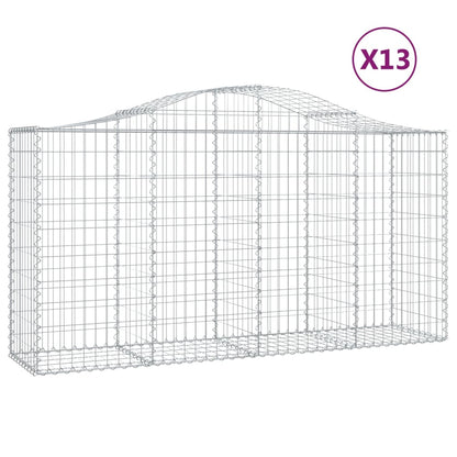 vidaXL Arched Gabion Baskets 13 pcs 200x50x100/120 cm Galvanised Iron 2