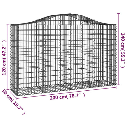 vidaXL Arched Gabion Baskets 12 pcs 200x50x120/140 cm Galvanised Iron 6