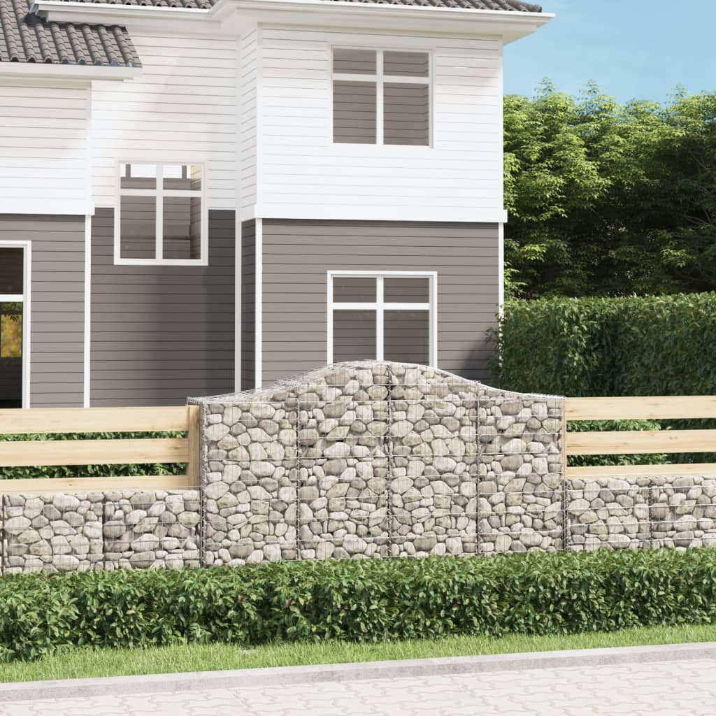 vidaXL Arched Gabion Baskets 12 pcs 200x50x120/140 cm Galvanised Iron 1