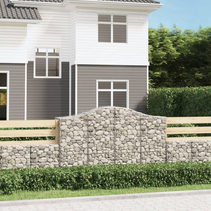 vidaXL Arched Gabion Baskets 12 pcs 200x50x120/140 cm Galvanised Iron 1
