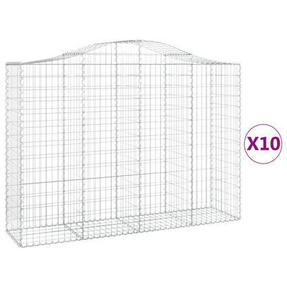 vidaXL Arched Gabion Baskets 10 pcs 200x50x140/160 cm Galvanised Iron 2