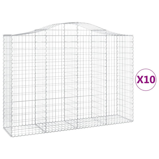 vidaXL Arched Gabion Baskets 10 pcs 200x50x140/160 cm Galvanised Iron 2