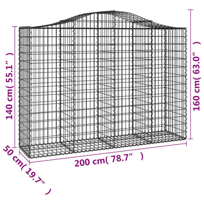 vidaXL Arched Gabion Baskets 10 pcs 200x50x140/160 cm Galvanised Iron 6