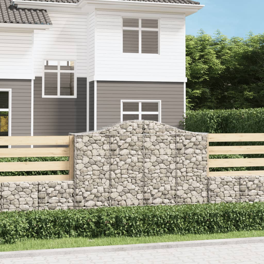 vidaXL Arched Gabion Baskets 10 pcs 200x50x140/160 cm Galvanised Iron 1