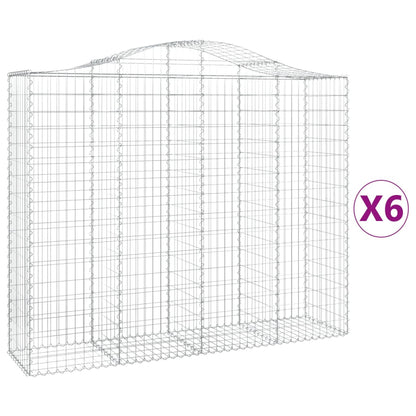 vidaXL Arched Gabion Baskets 6 pcs 200x50x160/180 cm Galvanised Iron 2