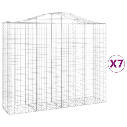 vidaXL Arched Gabion Baskets 7 pcs 200x50x160/180 cm Galvanised Iron 2