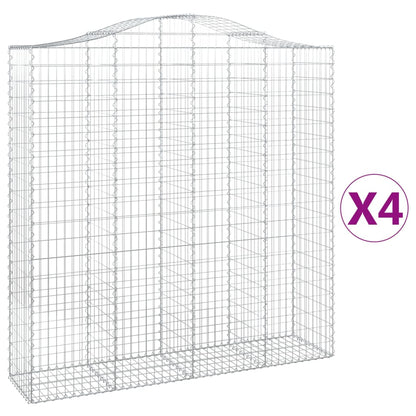 vidaXL Arched Gabion Baskets 4 pcs 200x50x200/220 cm Galvanised Iron 2