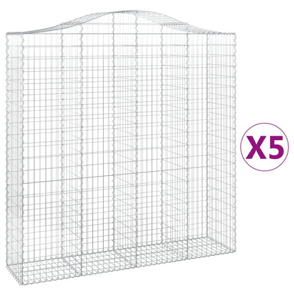 vidaXL Arched Gabion Baskets 5 pcs 200x50x200/220 cm Galvanised Iron 2