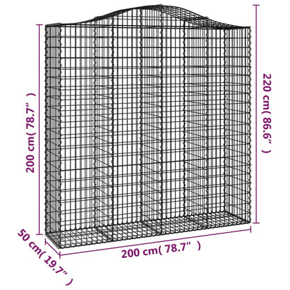 vidaXL Arched Gabion Baskets 5 pcs 200x50x200/220 cm Galvanised Iron 6