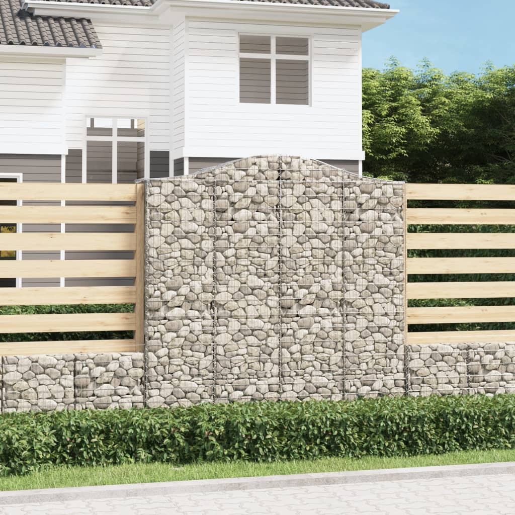 vidaXL Arched Gabion Baskets 5 pcs 200x50x200/220 cm Galvanised Iron 1