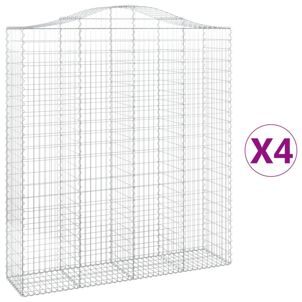 vidaXL Arched Gabion Baskets 4 pcs 200x50x220/240 cm Galvanised Iron 2