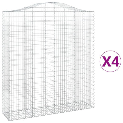 vidaXL Arched Gabion Baskets 4 pcs 200x50x220/240 cm Galvanised Iron 2