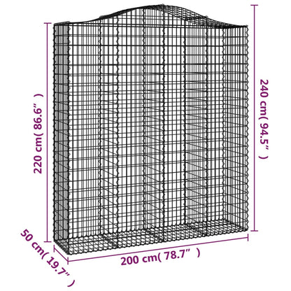 vidaXL Arched Gabion Baskets 4 pcs 200x50x220/240 cm Galvanised Iron 6