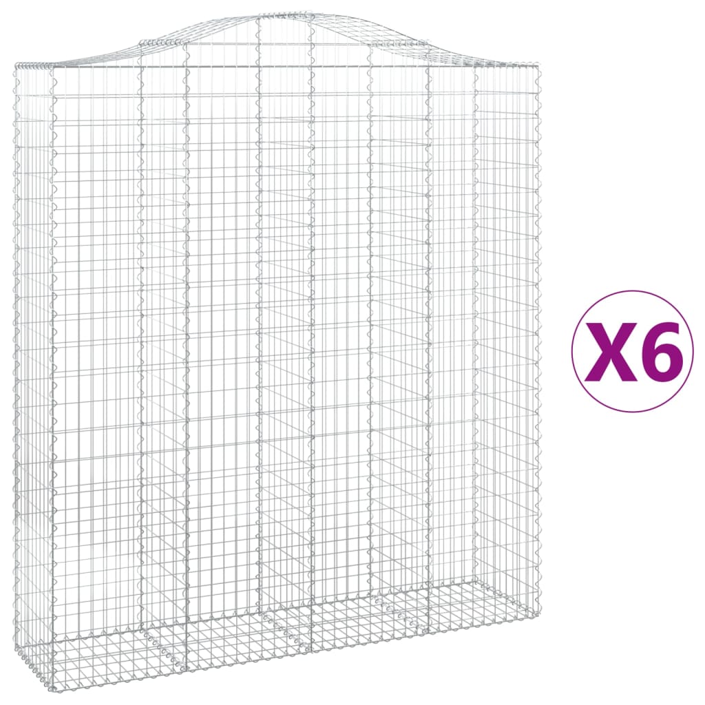 vidaXL Arched Gabion Baskets 6 pcs 200x50x220/240 cm Galvanised Iron 2