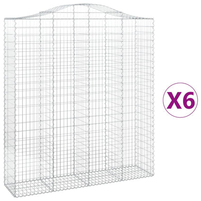vidaXL Arched Gabion Baskets 6 pcs 200x50x220/240 cm Galvanised Iron 2