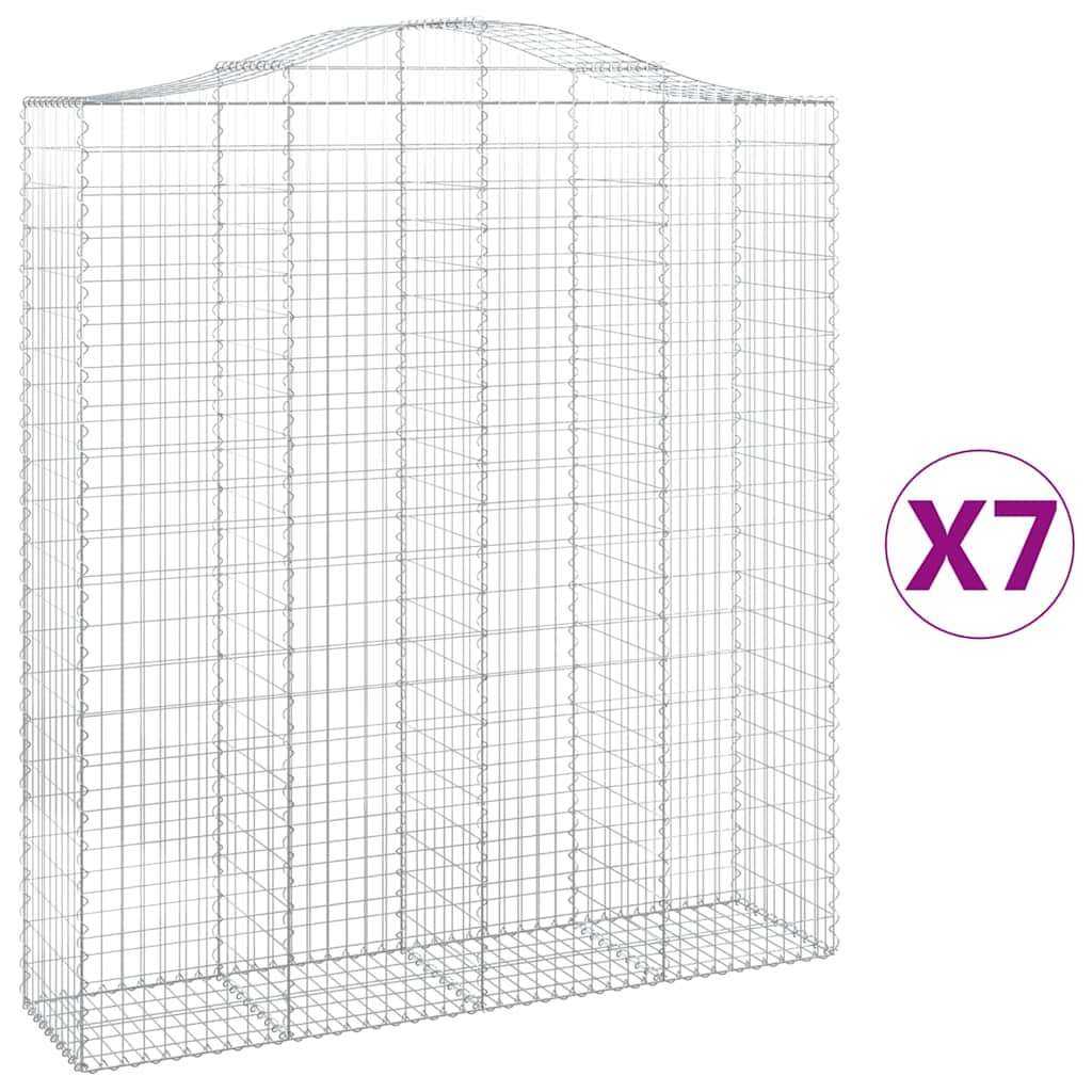 vidaXL Arched Gabion Baskets 7 pcs 200x50x220/240 cm Galvanised Iron 2