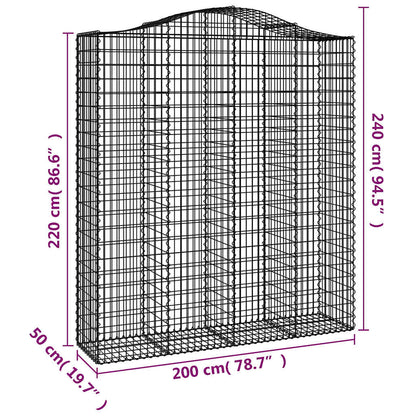 vidaXL Arched Gabion Baskets 7 pcs 200x50x220/240 cm Galvanised Iron 6
