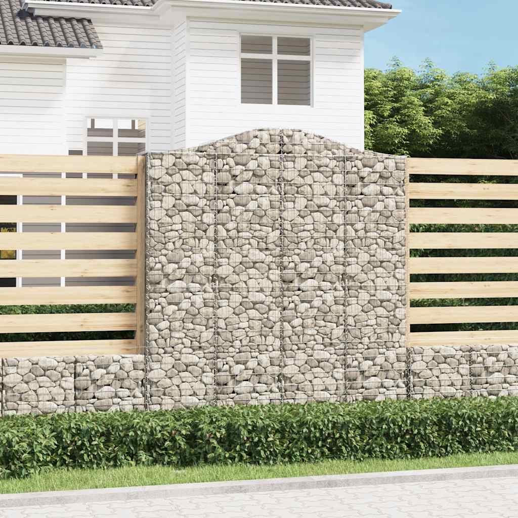 vidaXL Arched Gabion Baskets 7 pcs 200x50x220/240 cm Galvanised Iron 1