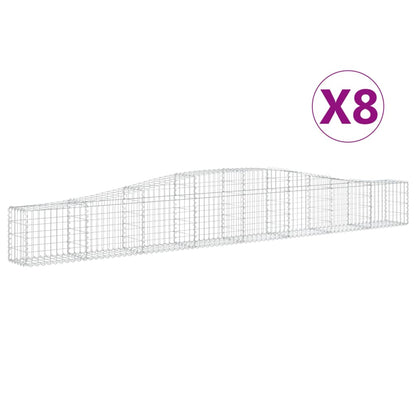 vidaXL Arched Gabion Baskets 8 pcs 400x30x40/60 cm Galvanised Iron 2