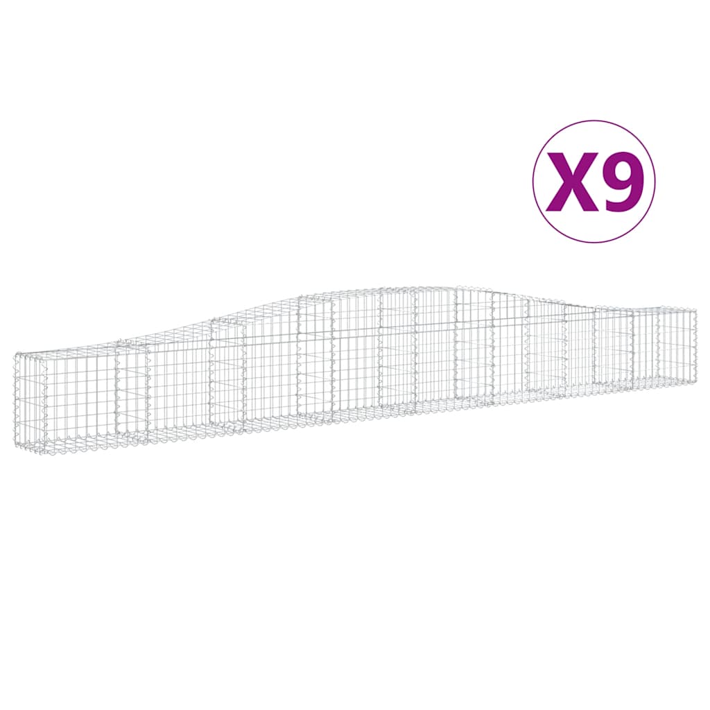 vidaXL Arched Gabion Baskets 9 pcs 400x30x40/60 cm Galvanised Iron 2