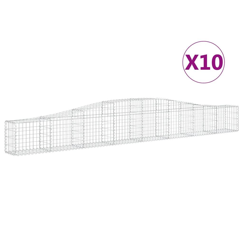 vidaXL Arched Gabion Baskets 10 pcs 400x30x40/60 cm Galvanised Iron 2