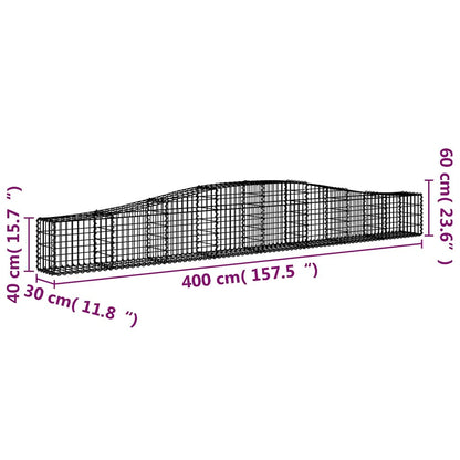 vidaXL Arched Gabion Baskets 10 pcs 400x30x40/60 cm Galvanised Iron 6